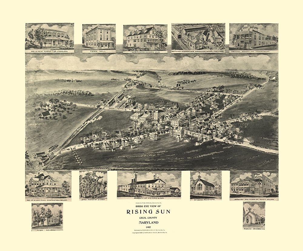 Rising Sun Maryland - Fowler 1907 art print by Fowler for $57.95 CAD