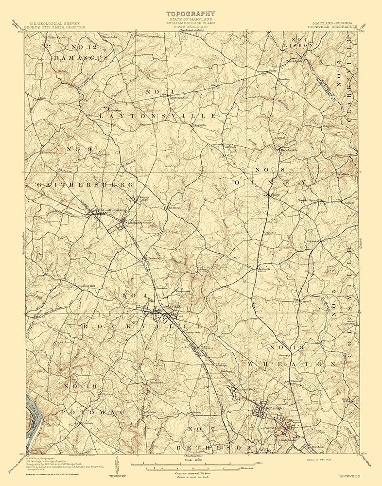 Rockville Maryland Virginia Quad - USGS 1908 art print by USGS for $57.95 CAD