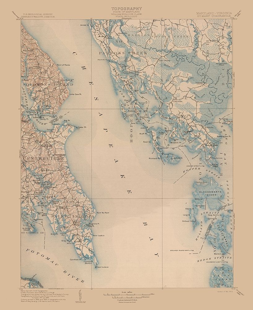 St Mary Maryland Quad - USGS 1906 art print by USGS for $57.95 CAD