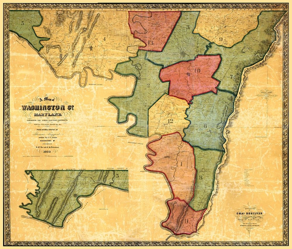 Washington Maryland Landowner - Mckee 1859 art print by Mckee for $57.95 CAD