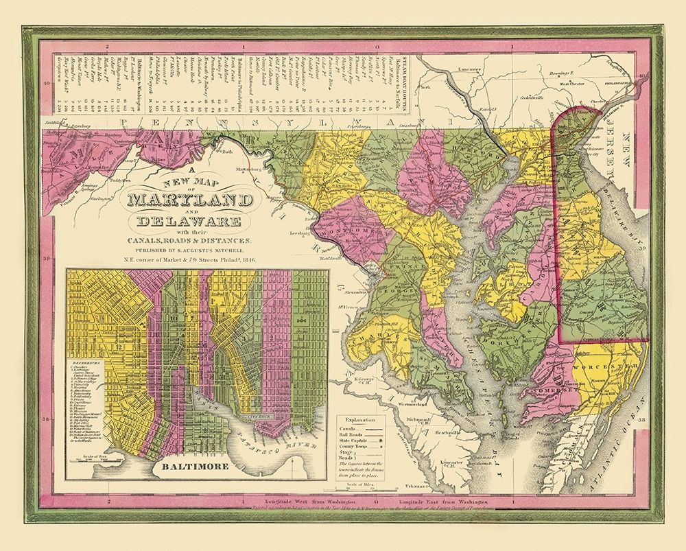 Maryland - Mitchell 1846 art print by Mitchell for $57.95 CAD