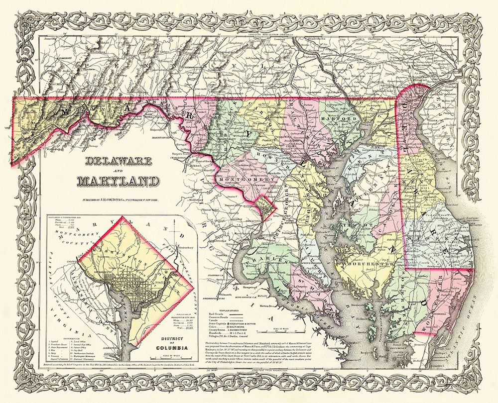 Maryland - 1855 art print by Colton for $57.95 CAD