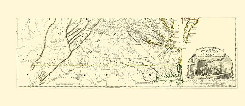 North Carolina, Virginia, Maryland - Jefferys 1776 art print by Jefferys for $57.95 CAD