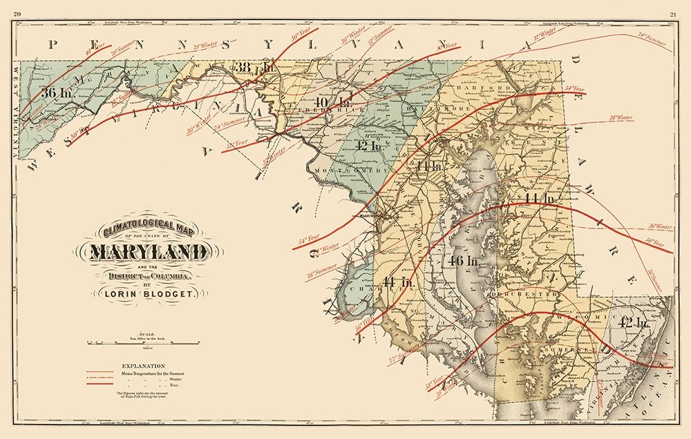 Maryland - Blodget 1873 art print by Blodget for $57.95 CAD