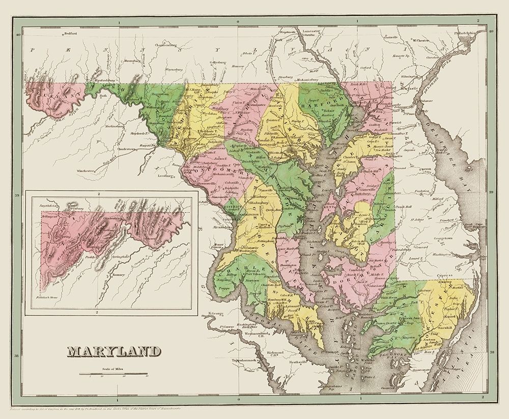 Maryland - Bradford 1836 art print by Bradford for $57.95 CAD