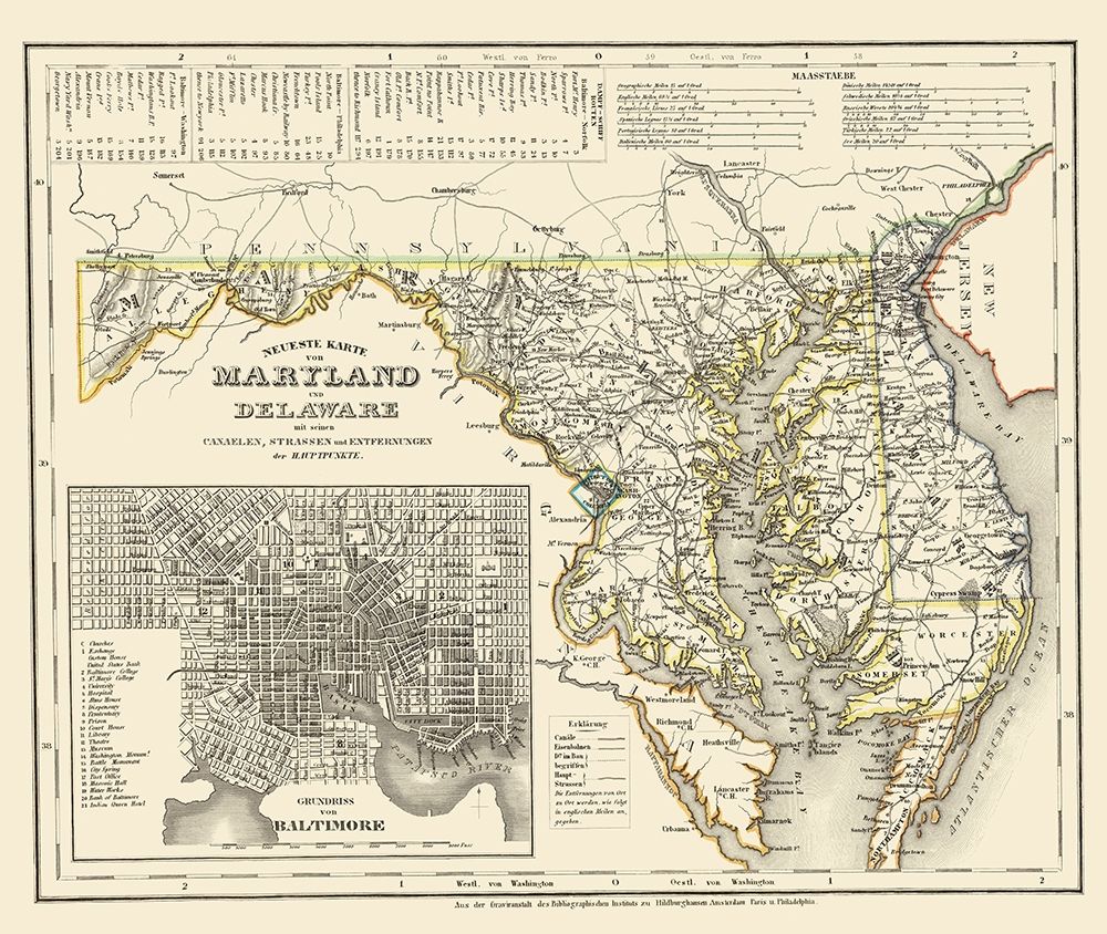 Maryland, Delaware 1846 art print by Canaelen for $57.95 CAD