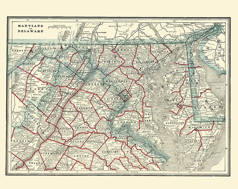 Maryland, Delaware - Rathbun 1893 art print by Rathbun for $57.95 CAD
