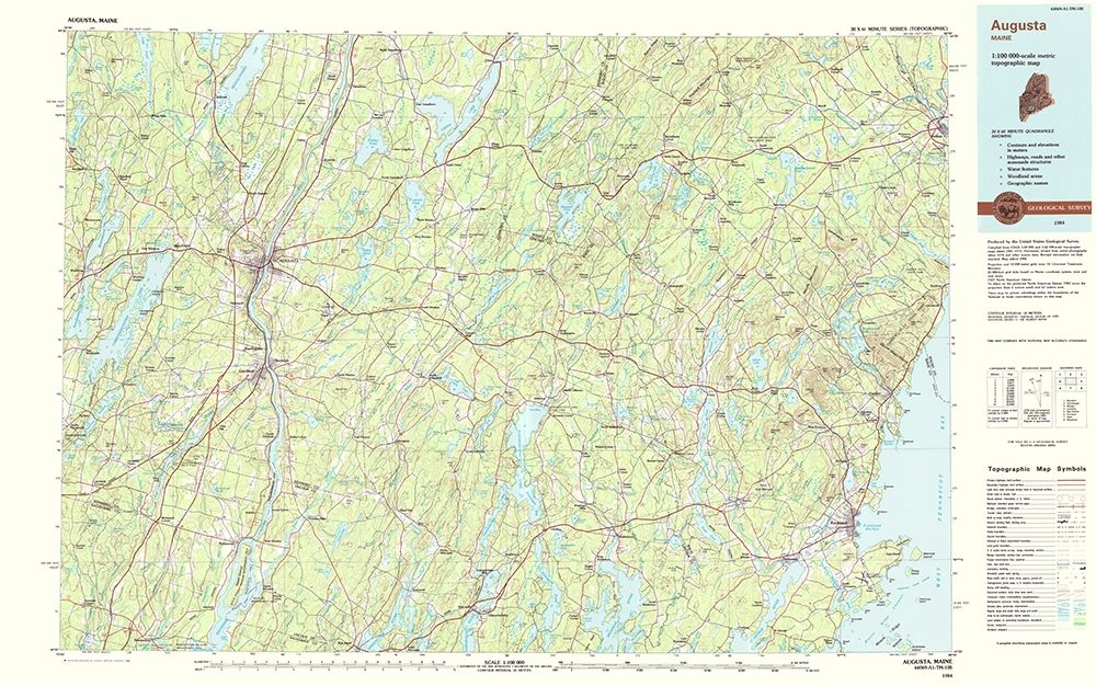Augusta Maine Quad - USGS 1984 art print by USGS for $57.95 CAD