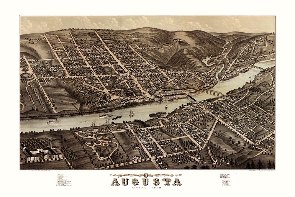 Augusta Maine - Stoner 1878 art print by Stoner for $57.95 CAD