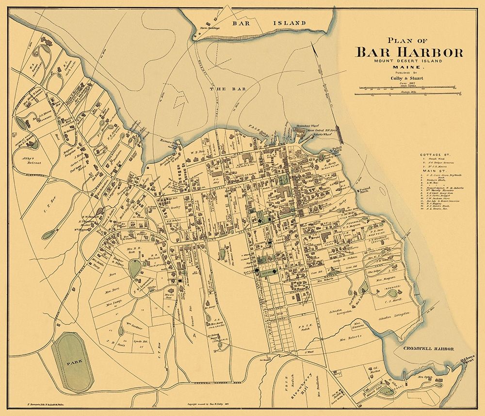 Bar Harbor Maine Landowner - Colby 1887 art print by Colby for $57.95 CAD