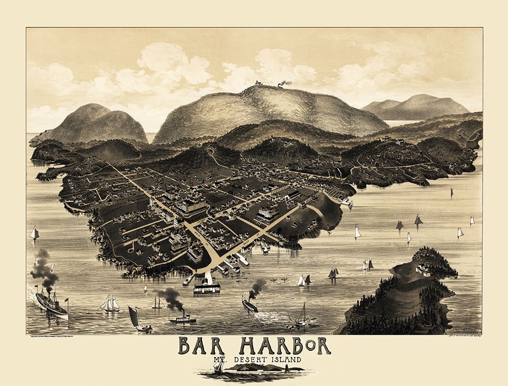 Bar Harbor Mt Desert Island Maine - Morris 1886 art print by Morris for $57.95 CAD