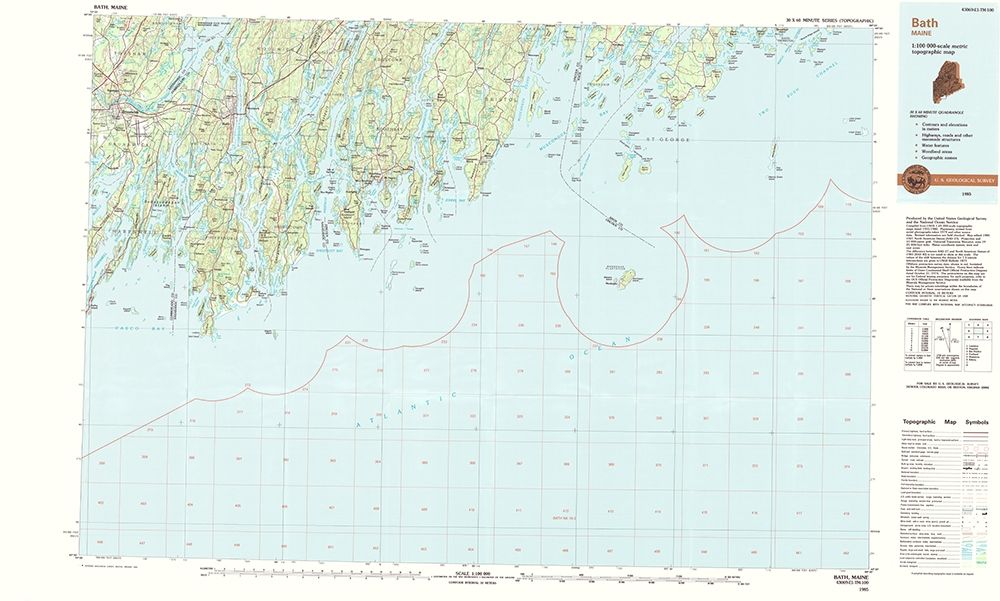 Bath Maine Quad - USGS 1985 art print by USGS for $57.95 CAD