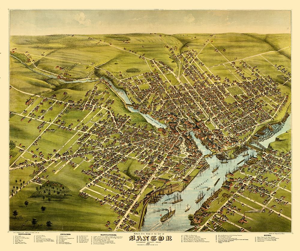 Bangor Maine - Stoner 1875 art print by Stoner for $57.95 CAD