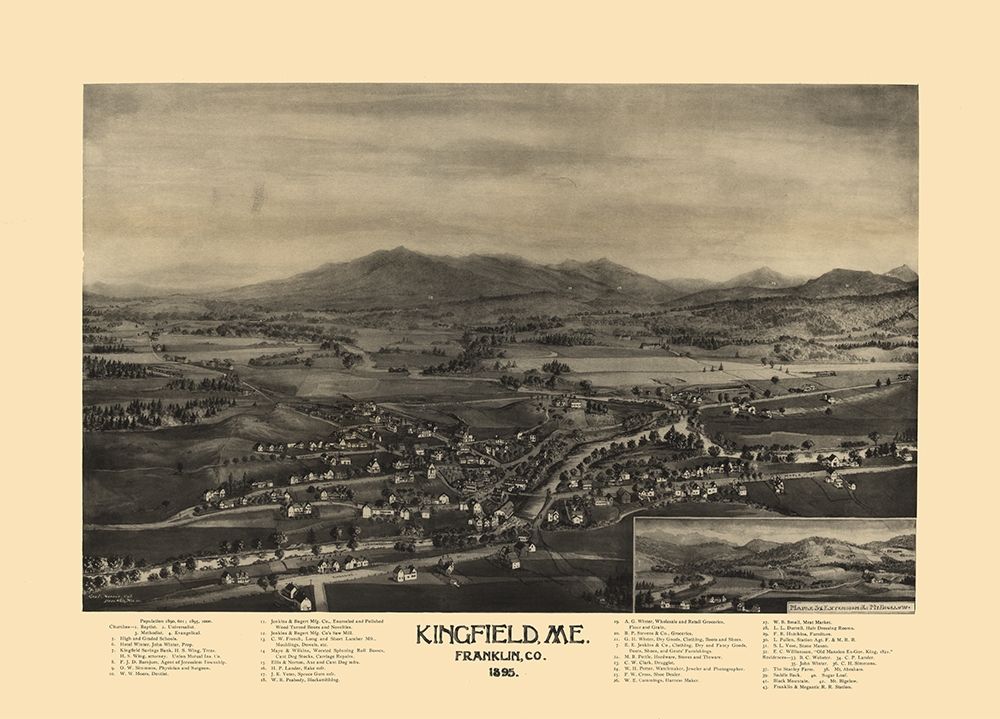 Kingfield Maine - Norris 1895 art print by Norris for $57.95 CAD