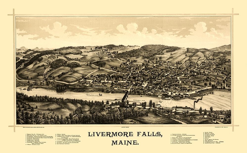 Livermore Falls Maine - Norris 1889 art print by Norris for $57.95 CAD