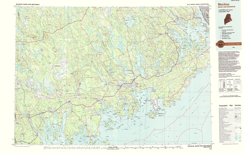 Machias Maine Quad - USGS 1994 art print by USGS for $57.95 CAD