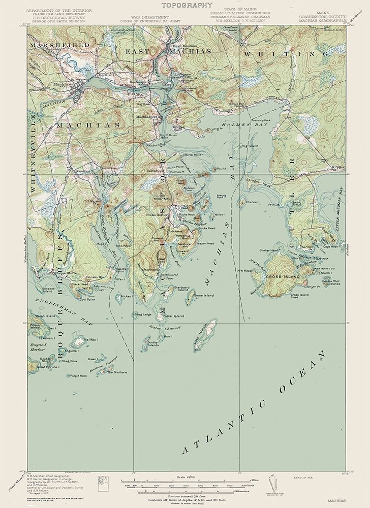Machias Washington County Maine Quad - USGS 1918 art print by USGS for $57.95 CAD