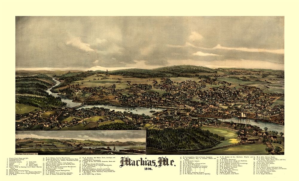 Machias Maine - Norris 1896 art print by Norris for $57.95 CAD