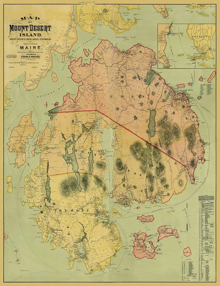 Mount Desert Island Maine Landowner - Colby 1887 art print by Colby for $57.95 CAD
