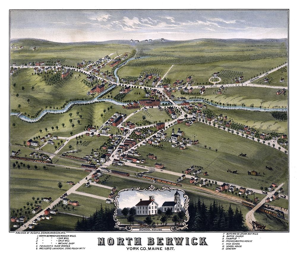North Berwick Maine - Stoner 1877 art print by Stoner for $57.95 CAD