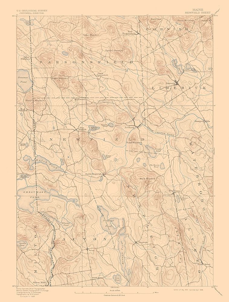 Newfield Maine Sheet - USGS 1893 art print by USGS for $57.95 CAD