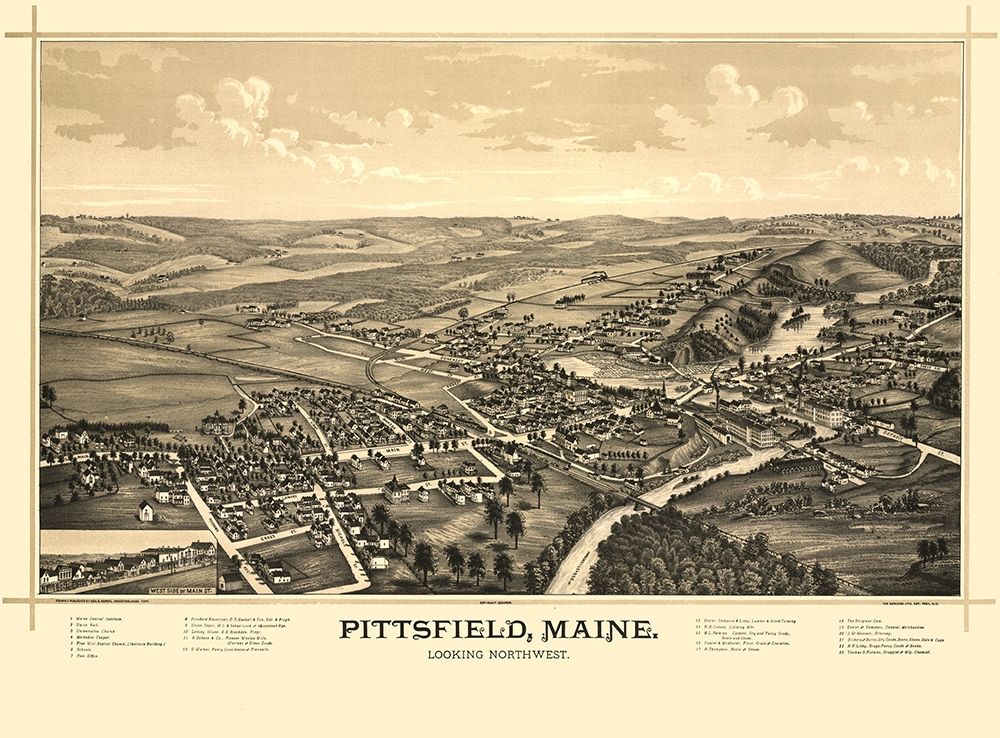 Pittsfield Maine - Norris 1889 art print by Norris for $57.95 CAD