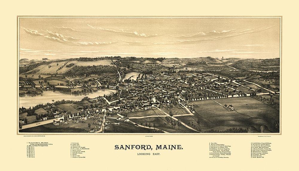 Sanford Maine - Norris 1889 art print by Norris for $57.95 CAD