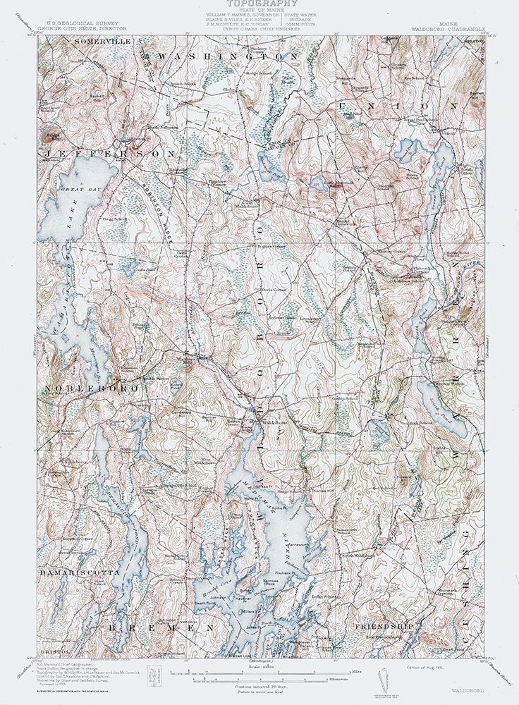 Waldoboro Maine Quad - USGS 1915 art print by USGS for $57.95 CAD