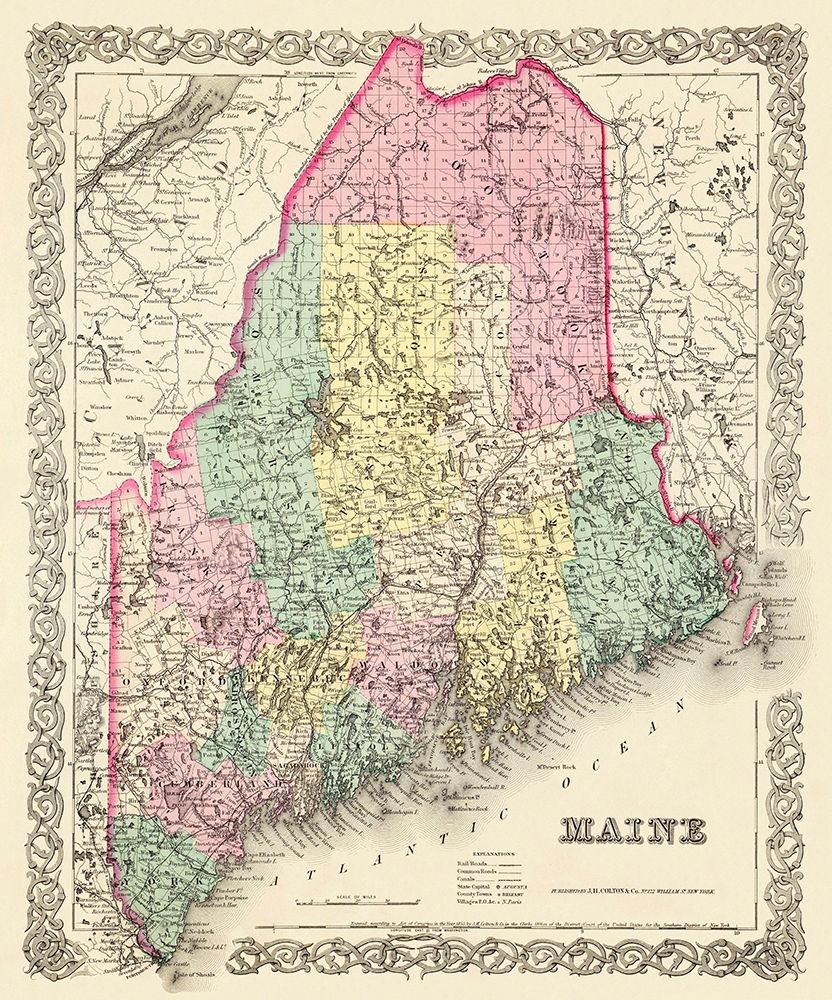 Maine - Colton 1855 art print by Colton for $57.95 CAD