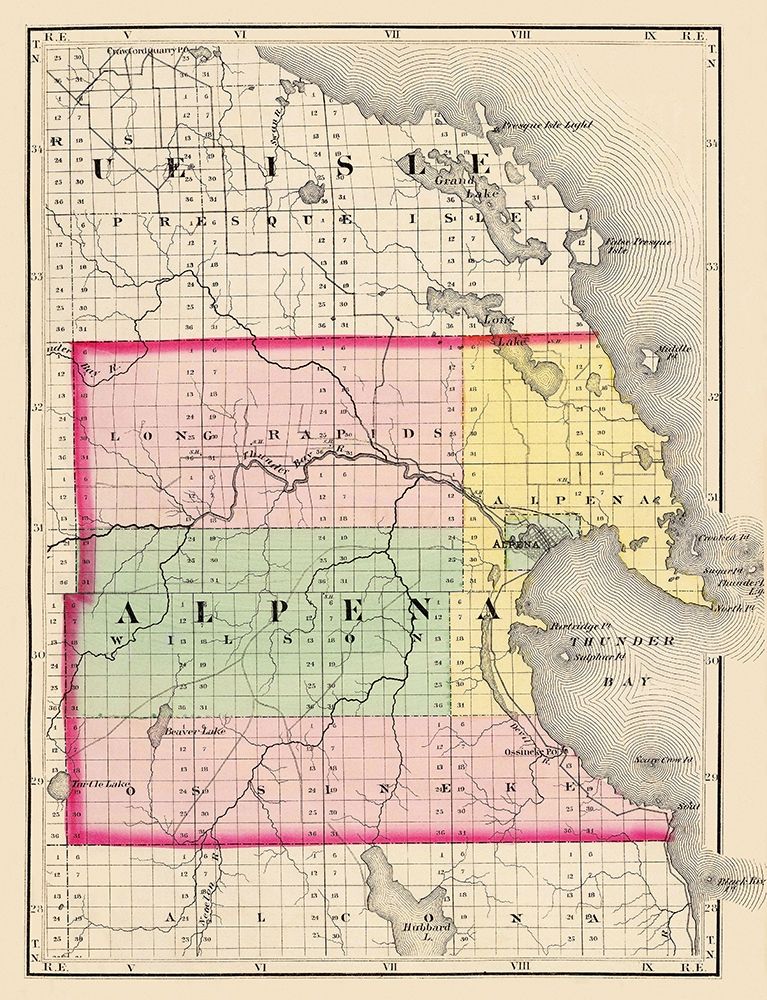 Alpena Michigan - Walling 1873 art print by Walling for $57.95 CAD