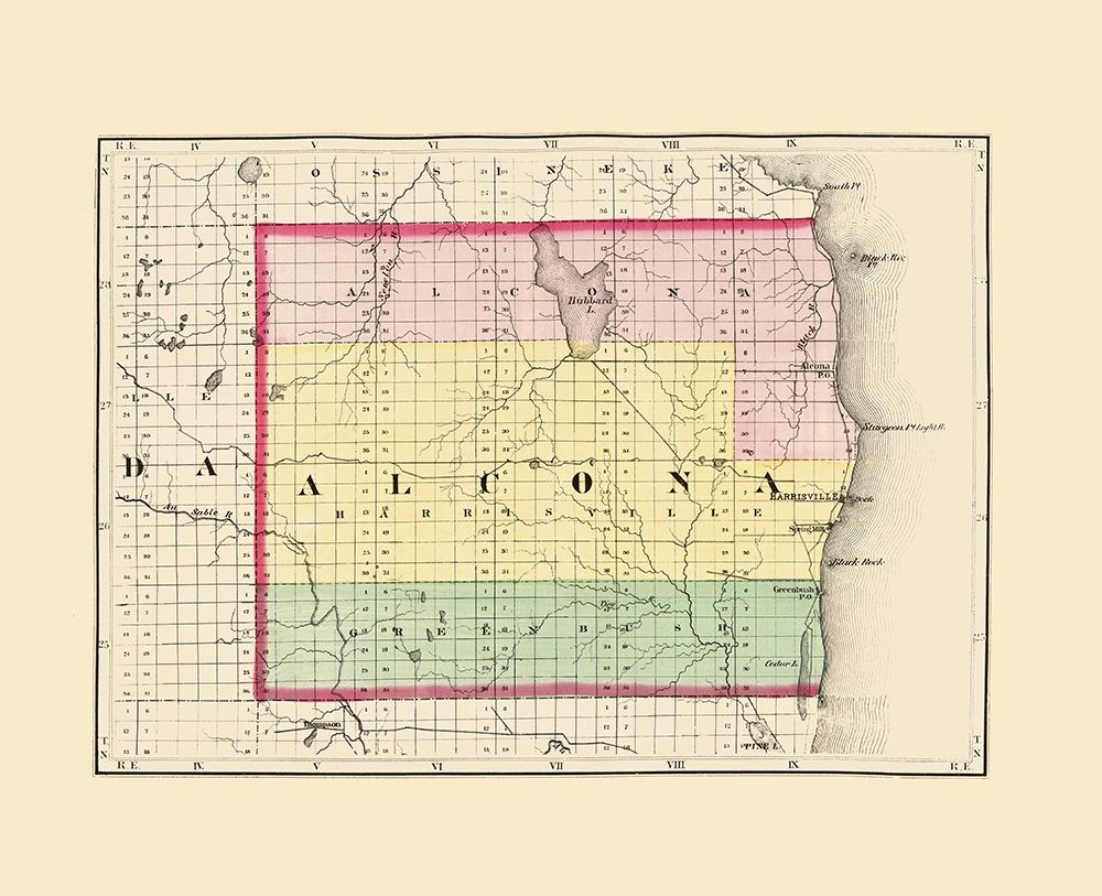 Alcona Michigan - Walling 1873 art print by Walling for $57.95 CAD