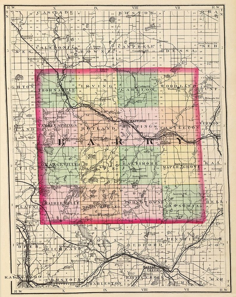Barry Michigan - Walling 1873 art print by Walling for $57.95 CAD