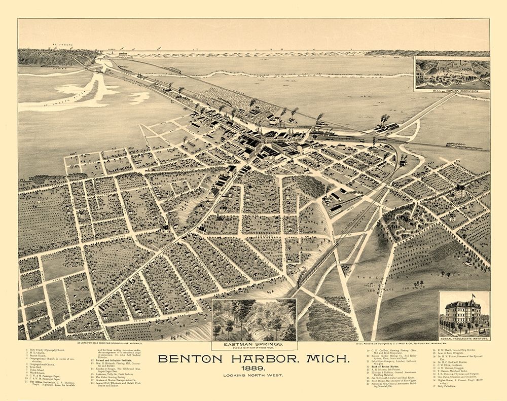 Benton Harbor Michigan - Pauli 1889 art print by Pauli for $57.95 CAD