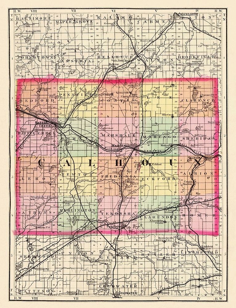 Calhoun Michigan - Walling 1873 art print by Walling for $57.95 CAD