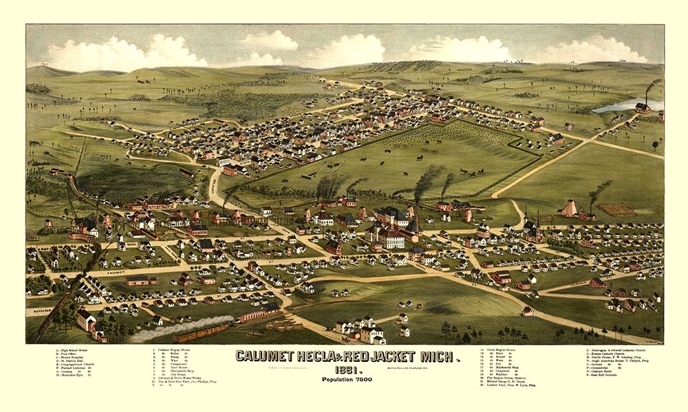 Calumet Hecla Red Jacket Michigan - Stoner 1881 art print by Stoner for $57.95 CAD