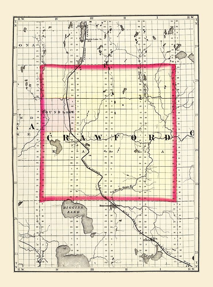 Crawford Michigan - Walling 1873 art print by Walling for $57.95 CAD