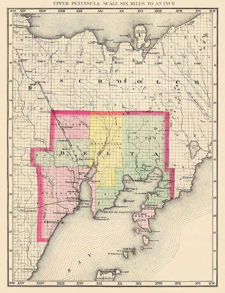 Delta Michigan - Walling 1873 art print by Walling for $57.95 CAD