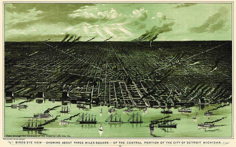 Detroit Central Michigan - Calvert 1898 art print by Calvert for $57.95 CAD