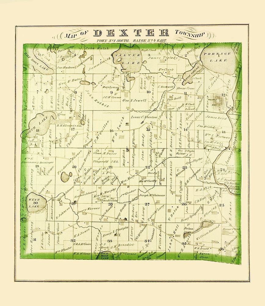 Dexter Michigan Landowner - Everts 1874 art print by Everts for $57.95 CAD