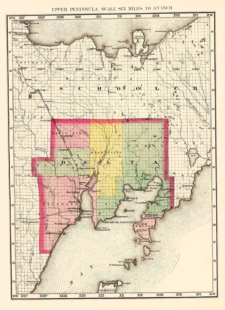 Delta Michigan - Walling 1873 art print by Walling for $57.95 CAD
