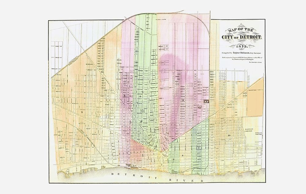 Detroit Michigan Plat - Calvert 1873 art print by Calvert for $57.95 CAD