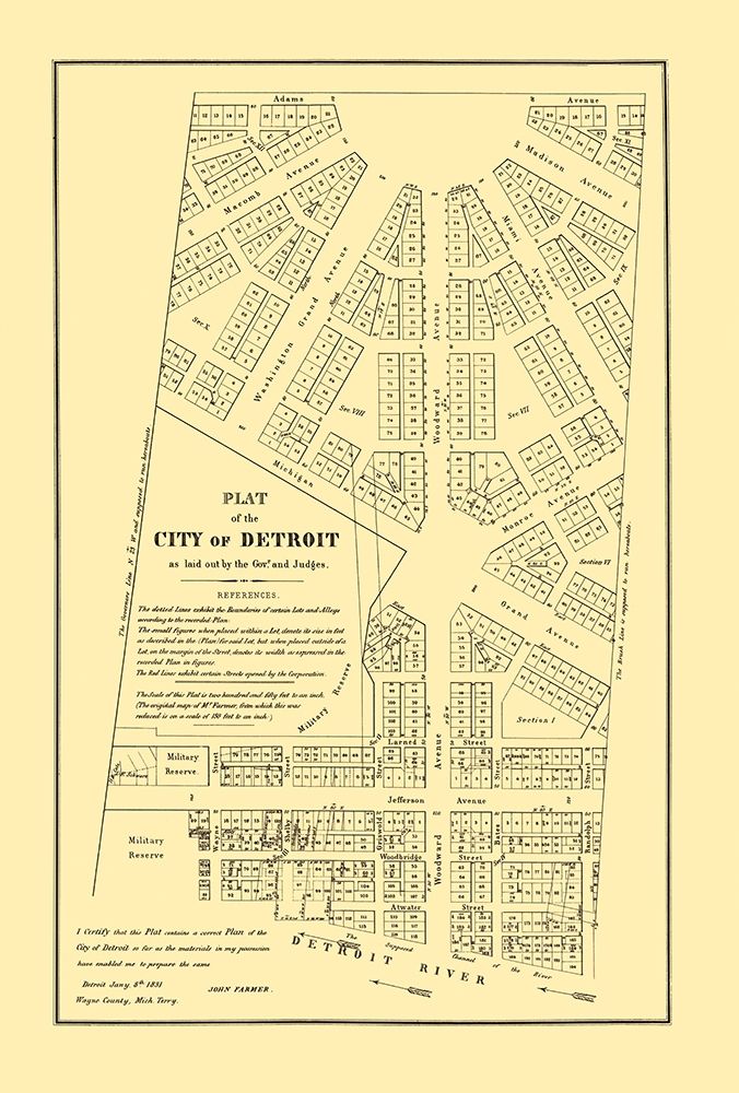 Detroit Michigan Territory Plat - Farmer 1831 art print by Farmer for $57.95 CAD