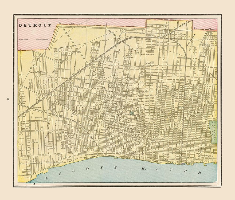 Detroit  Michigan - Cram 1892 art print by Cram for $57.95 CAD