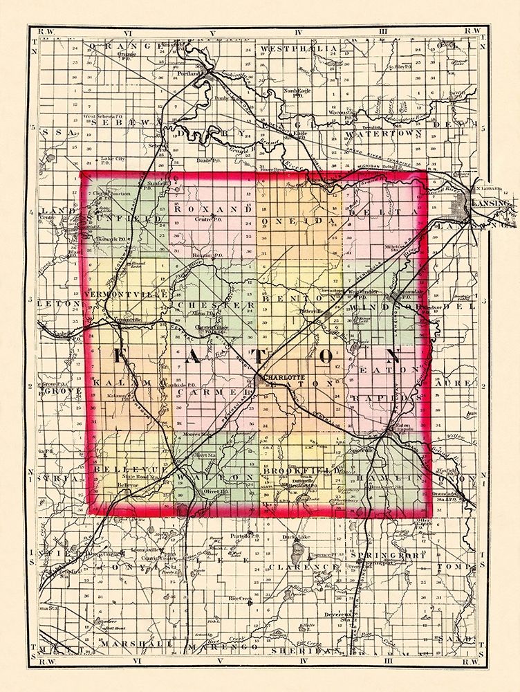 Eaton Michigan - Walling 1873 art print by Walling for $57.95 CAD