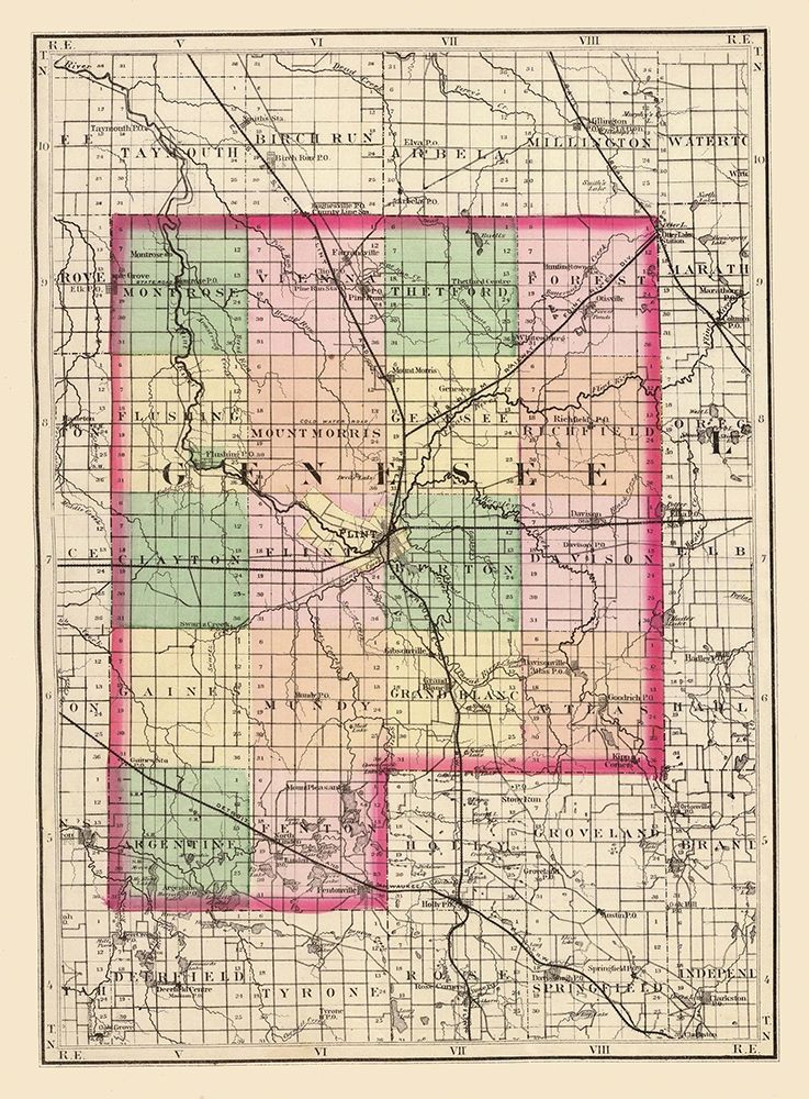 Genesee Michigan - Walling 1873 art print by Walling for $57.95 CAD