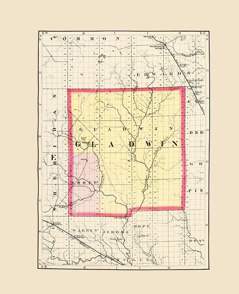 Gladwin Michigan - Walling 1873 art print by Walling for $57.95 CAD