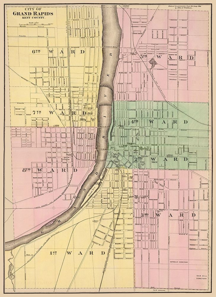 Grand Rapids Michigan -Tinkham 1873 art print by Tinkham for $57.95 CAD