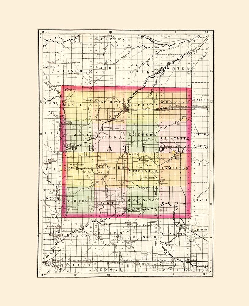 Gratiot Michigan - Walling 1873 art print by Walling for $57.95 CAD