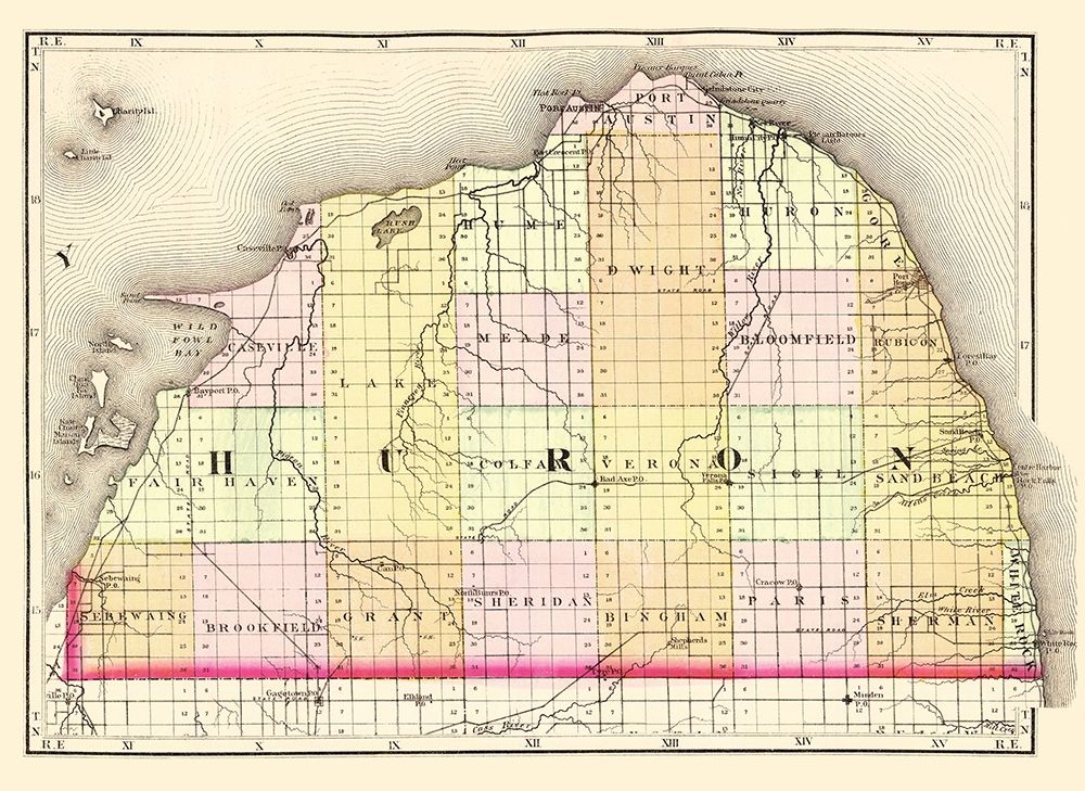 Huron Michigan - Walling 1873 art print by Walling for $57.95 CAD