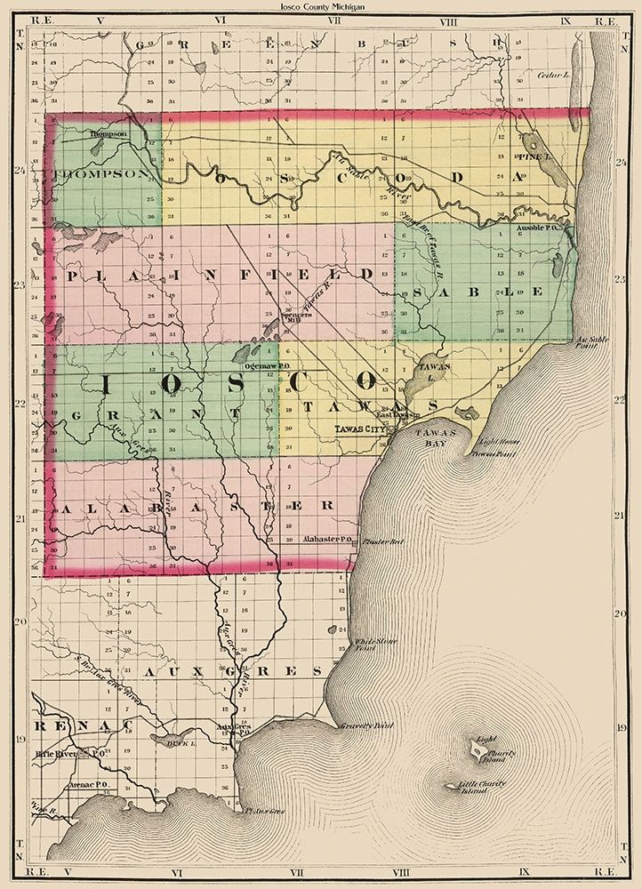 Iosco Michigan - Walling 1873 art print by Walling for $57.95 CAD
